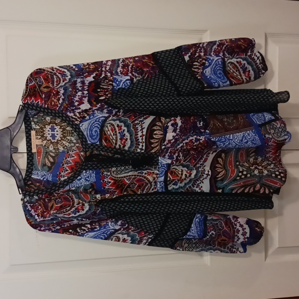 Gibson Latimer sheer tie peasant style top blouse - XL - Picture 2 of 7